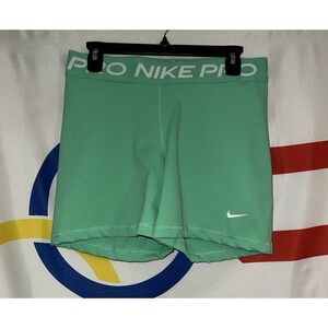 Nike Pro Shorts Womens Large Green Activewear Dri Fit Compression